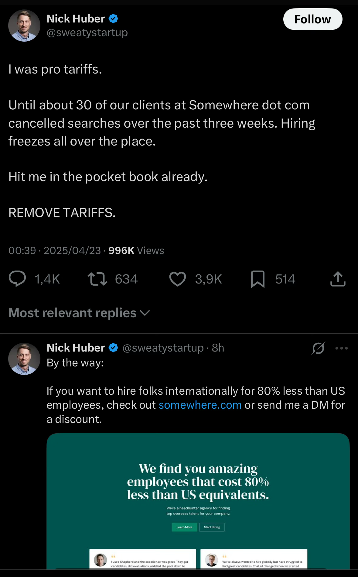 screenshot of tweets, transcript below