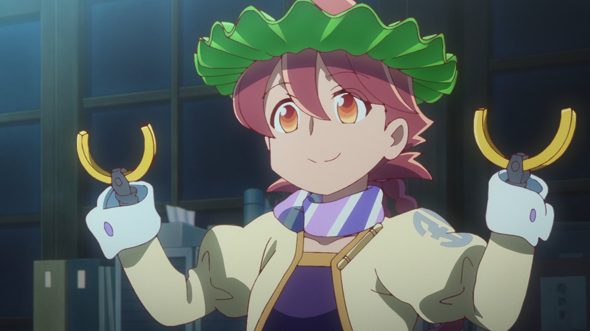 Yachio wearing shampoo hat like a boss