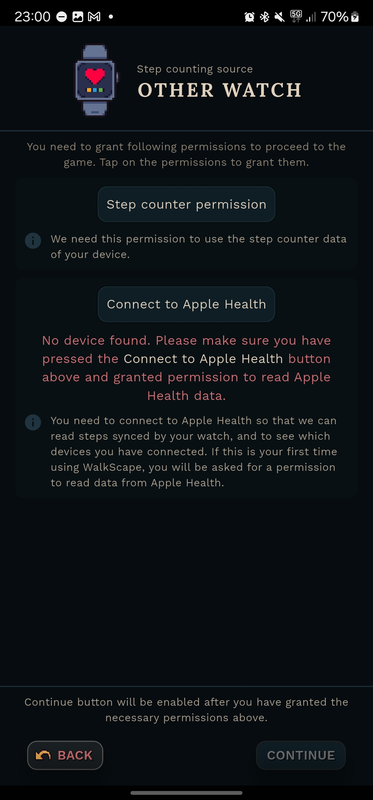 After choosing the source device, you will be prompted for the appropriate permissions.