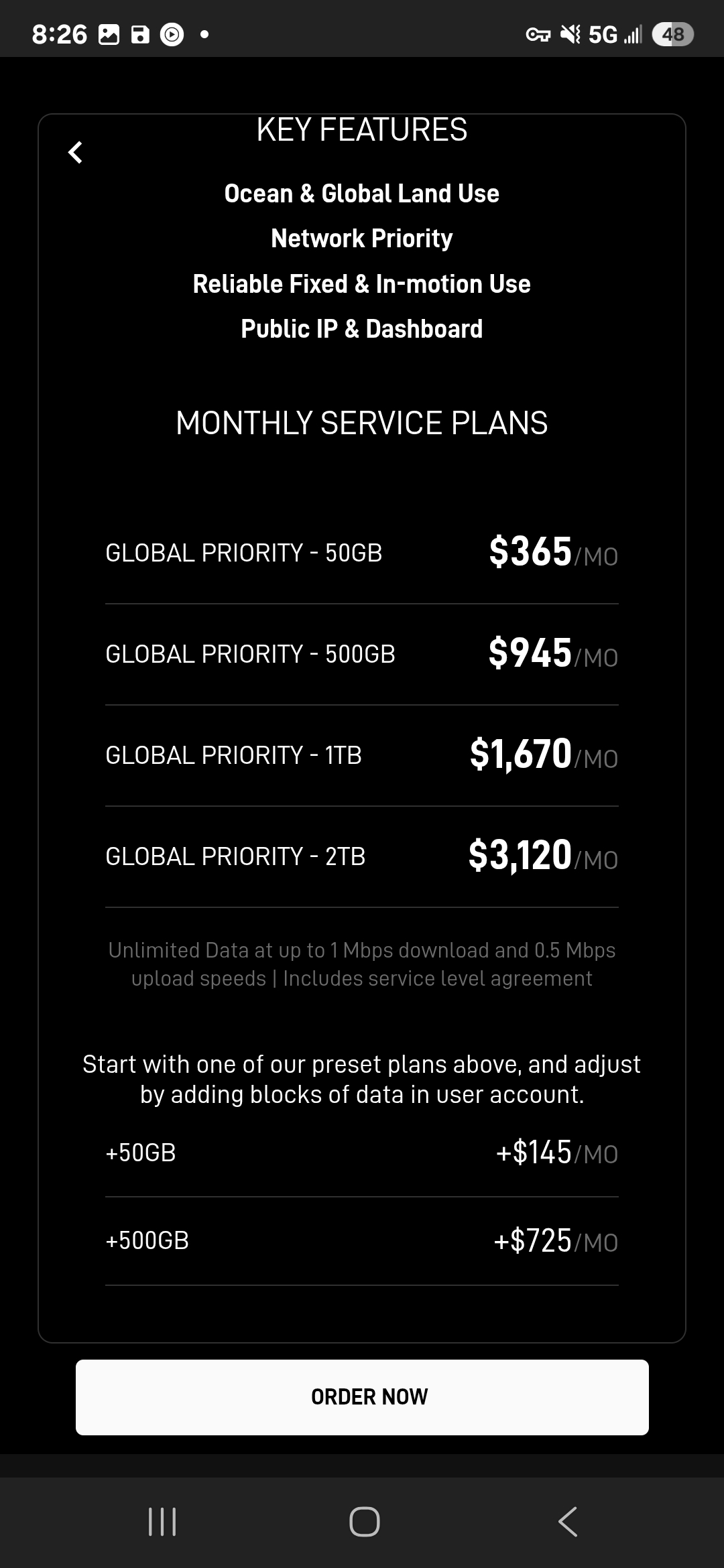 Starlink Global Priority Pricing