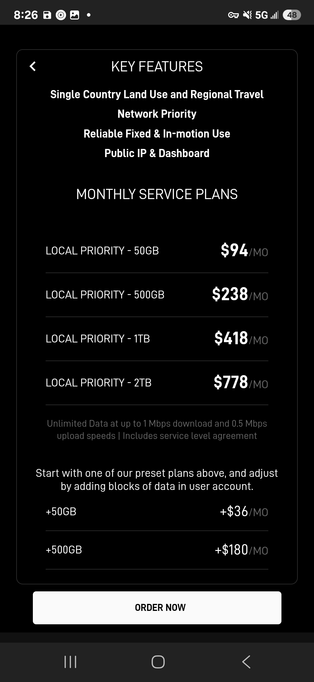 Starlink Local Priority Pricing