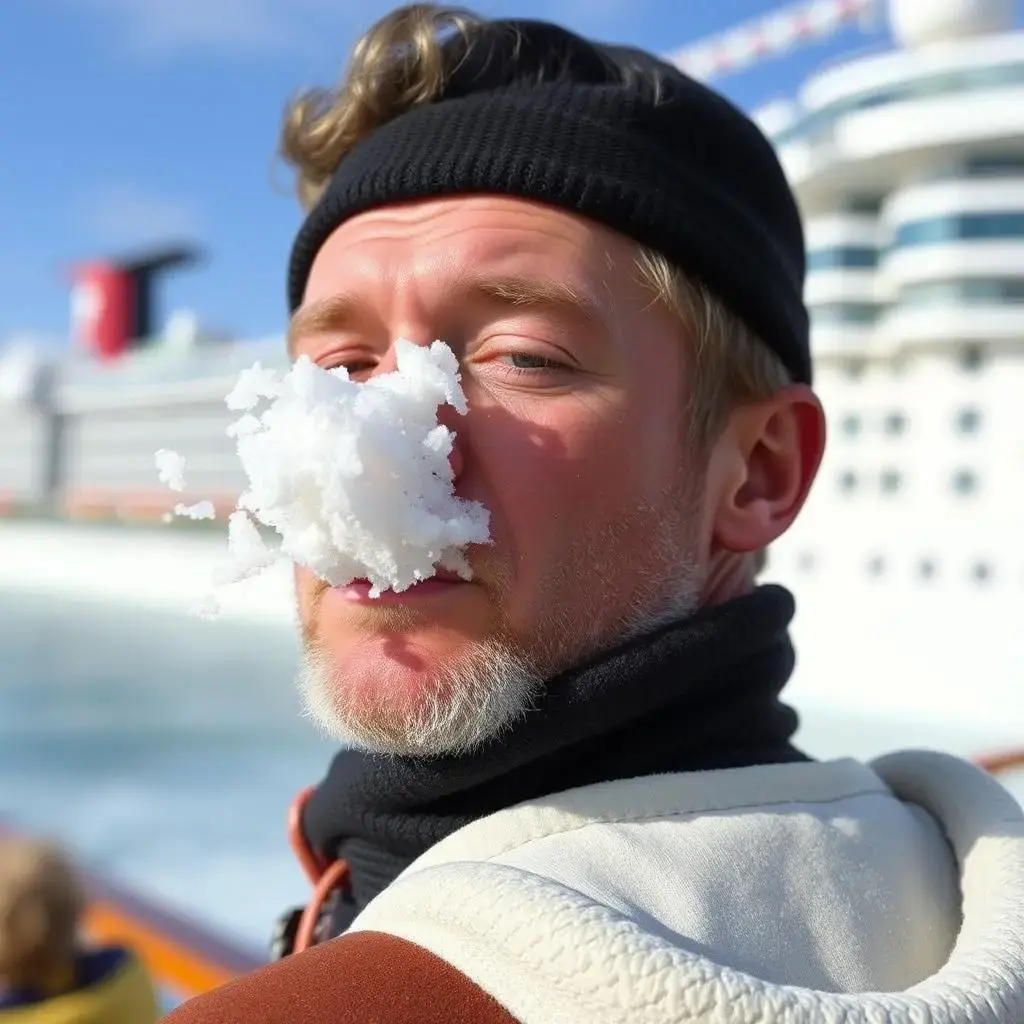 Image with seed 2739009012 generated via AI Horde through @aihorde@lemmy.dbzer0.com. Prompt: a picture of this guy's dad snorting snow off a lady's back on a cruise ship