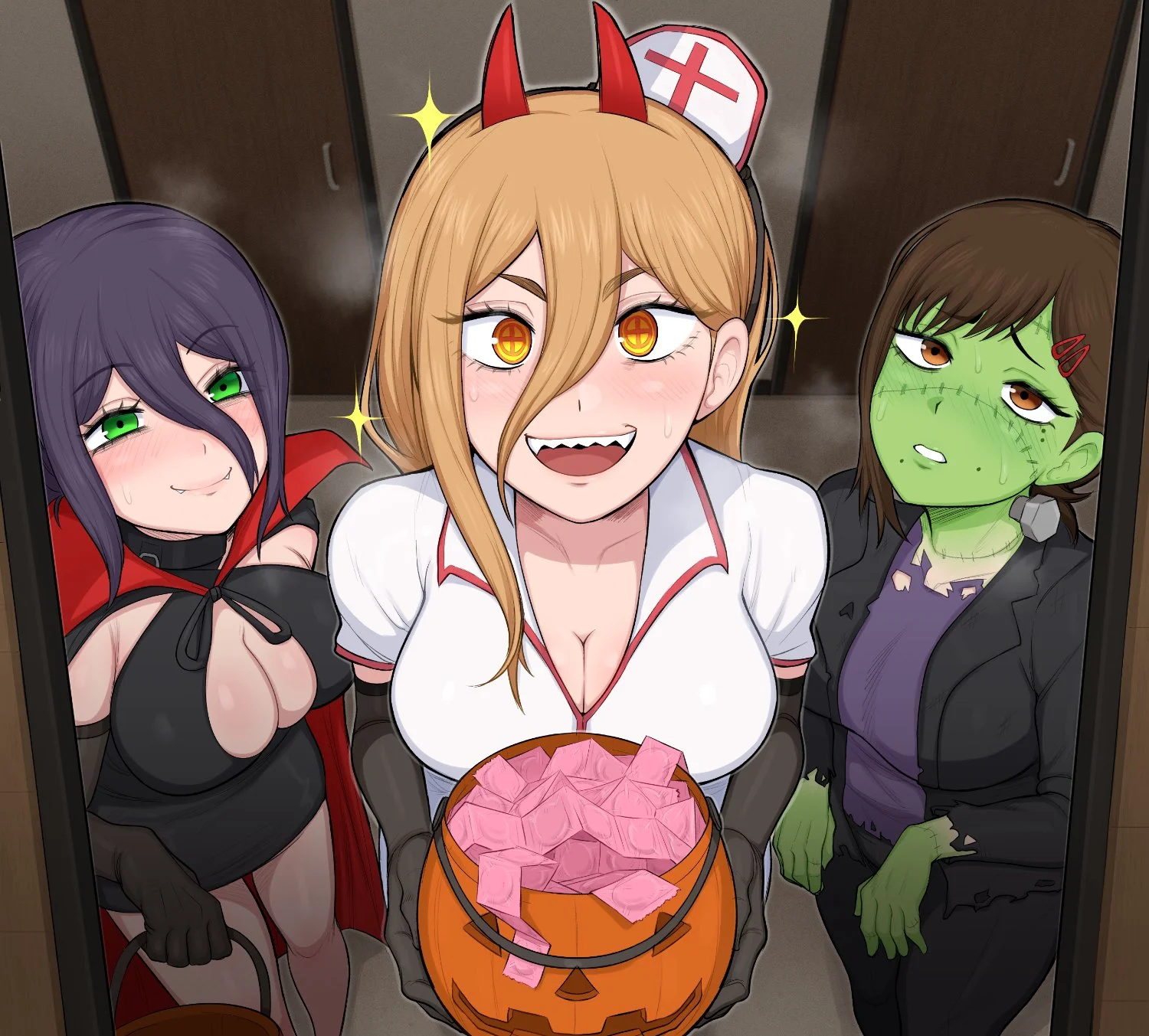 Power, Reze and Kobeni trick-or-treating (Chainsaw Man) - rest in comments